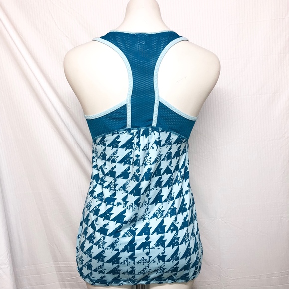 Adidas Teal and Light Blue Geo Print Tank Top - Picture 3 of 4